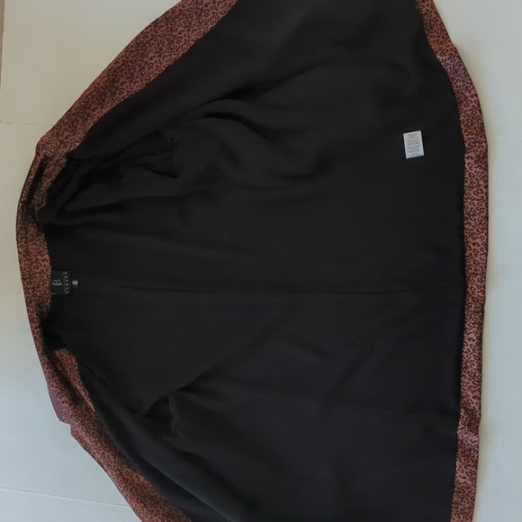 Bobeau Animal Leopard Print Open Front Cuffed Blazer Plus 2X Black Brown Cheetah - Picture 10 of 16